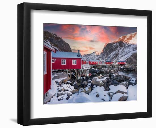 Lofoten red houses-Marco Carmassi-Framed Photographic Print