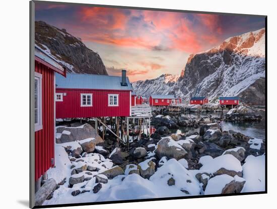 Lofoten red houses-Marco Carmassi-Mounted Photographic Print