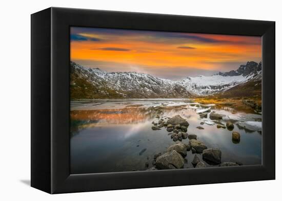 Lofoten Warm Sunset-Marco Carmassi-Framed Premier Image Canvas