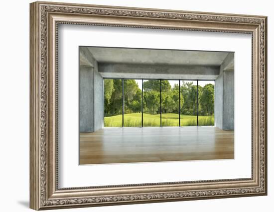 Lofty House with Wooden Floor and Large Windows in the Countryside-ilker canikligil-Framed Photographic Print