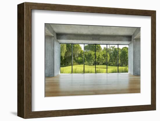 Lofty House with Wooden Floor and Large Windows in the Countryside-ilker canikligil-Framed Photographic Print