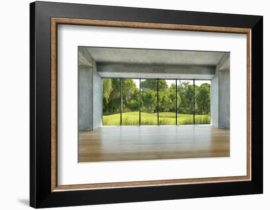 Lofty House with Wooden Floor and Large Windows in the Countryside-ilker canikligil-Framed Photographic Print