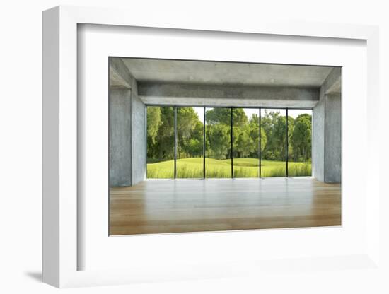 Lofty House with Wooden Floor and Large Windows in the Countryside-ilker canikligil-Framed Photographic Print