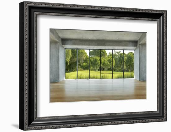 Lofty House with Wooden Floor and Large Windows in the Countryside-ilker canikligil-Framed Photographic Print