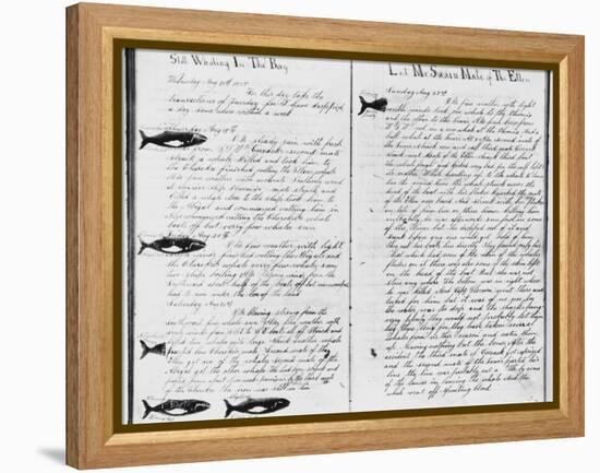 Log Book Pages from Whaling Ship-null-Framed Premier Image Canvas