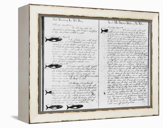 Log Book Pages from Whaling Ship-null-Framed Premier Image Canvas