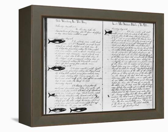 Log Book Pages from Whaling Ship-null-Framed Premier Image Canvas