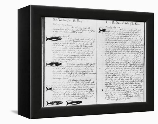 Log Book Pages from Whaling Ship-null-Framed Premier Image Canvas