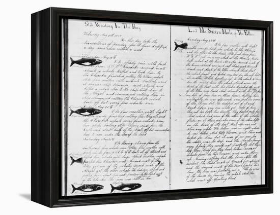 Log Book Pages from Whaling Ship-null-Framed Premier Image Canvas