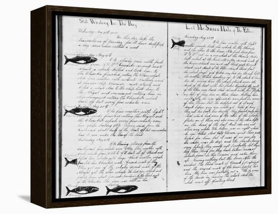 Log Book Pages from Whaling Ship-null-Framed Premier Image Canvas