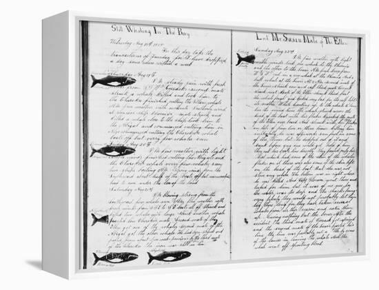 Log Book Pages from Whaling Ship-null-Framed Premier Image Canvas