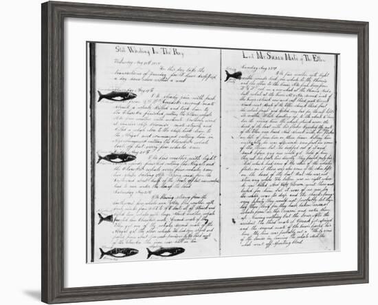 Log Book Pages from Whaling Ship-null-Framed Photographic Print