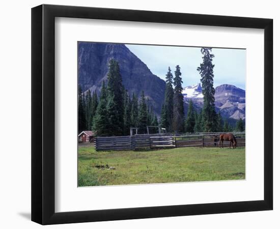 Log Cabin, Horse and Corral, Banff National Park, Alberta, Canada-Janis Miglavs-Framed Photographic Print