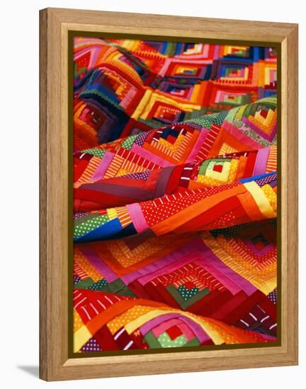 Log Cabin Quilt Design, Lynnwood, Washington, USA-Tom Haseltine-Framed Premier Image Canvas