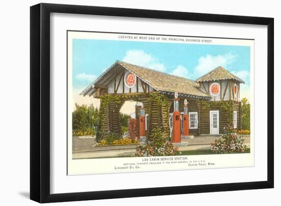 Log Cabin Service Station-null-Framed Art Print