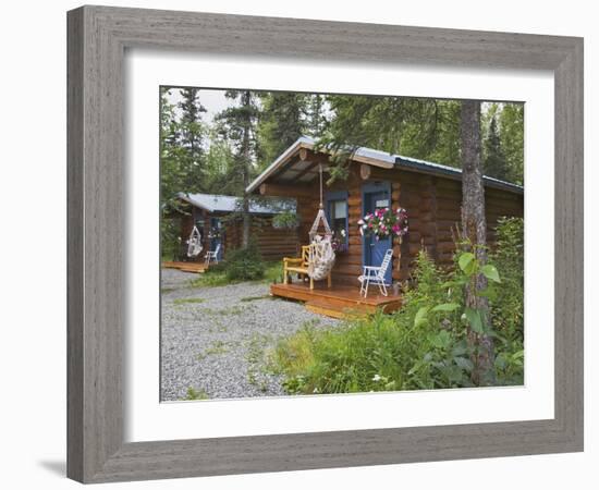 Log Cabins Nestled Among Trees Near Hatcher Pass, Palmer, Alaska, USA-Dennis Flaherty-Framed Photographic Print