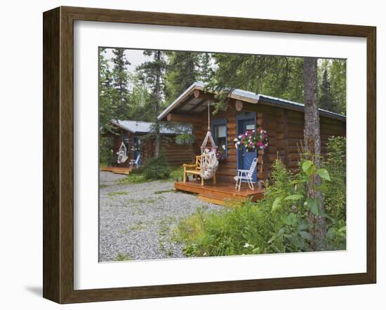 Log Cabins Nestled Among Trees Near Hatcher Pass, Palmer, Alaska, USA-Dennis Flaherty-Framed Photographic Print