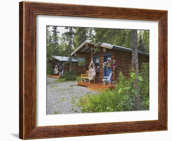 Log Cabins Nestled Among Trees Near Hatcher Pass, Palmer, Alaska, USA-Dennis Flaherty-Framed Photographic Print