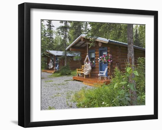 Log Cabins Nestled Among Trees Near Hatcher Pass, Palmer, Alaska, USA-Dennis Flaherty-Framed Photographic Print