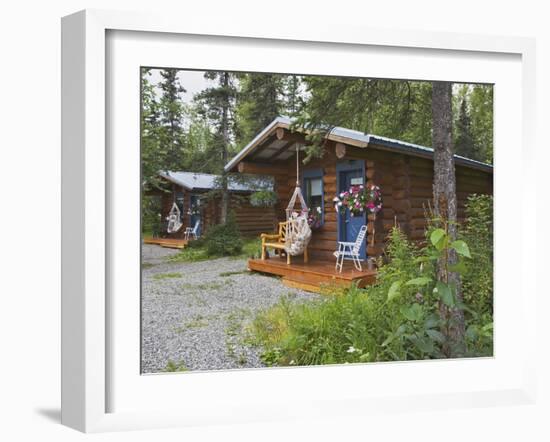Log Cabins Nestled Among Trees Near Hatcher Pass, Palmer, Alaska, USA-Dennis Flaherty-Framed Photographic Print