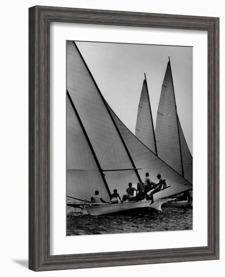 Log Canoe Sailboats Racing on the Chesapeake Bay-null-Framed Photographic Print