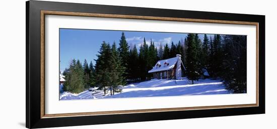 Log House in Winter Laurentides Quebec Canada-null-Framed Photographic Print