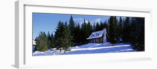 Log House in Winter Laurentides Quebec Canada-null-Framed Photographic Print