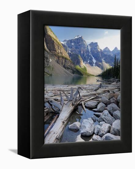 Log Jam on Moraine Lake, Banff National Park, UNESCO World Heritage Site, Alberta, Rocky Mountains,-Martin Child-Framed Premier Image Canvas