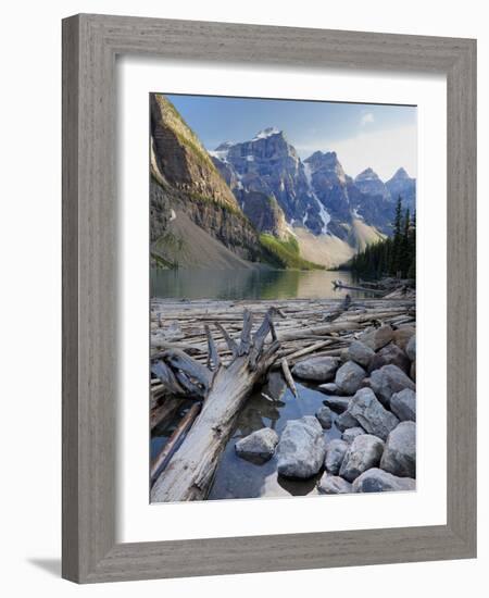 Log Jam on Moraine Lake, Banff National Park, UNESCO World Heritage Site, Alberta, Rocky Mountains,-Martin Child-Framed Photographic Print