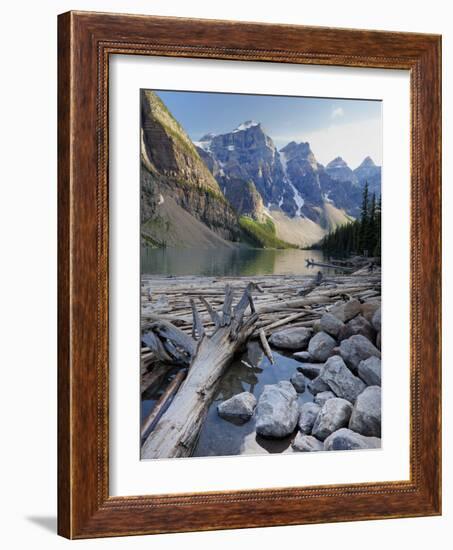 Log Jam on Moraine Lake, Banff National Park, UNESCO World Heritage Site, Alberta, Rocky Mountains,-Martin Child-Framed Photographic Print