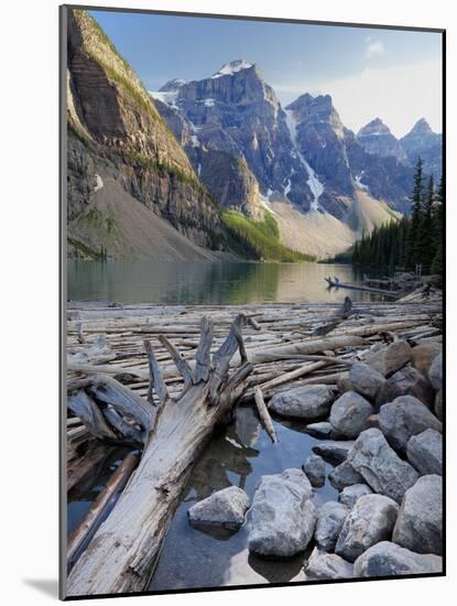 Log Jam on Moraine Lake, Banff National Park, UNESCO World Heritage Site, Alberta, Rocky Mountains,-Martin Child-Mounted Photographic Print