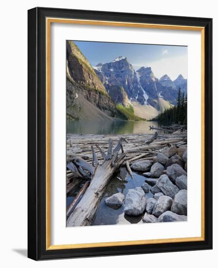 Log Jam on Moraine Lake, Banff National Park, UNESCO World Heritage Site, Alberta, Rocky Mountains,-Martin Child-Framed Photographic Print