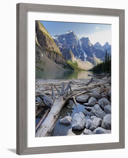 Log Jam on Moraine Lake, Banff National Park, UNESCO World Heritage Site, Alberta, Rocky Mountains,-Martin Child-Framed Photographic Print