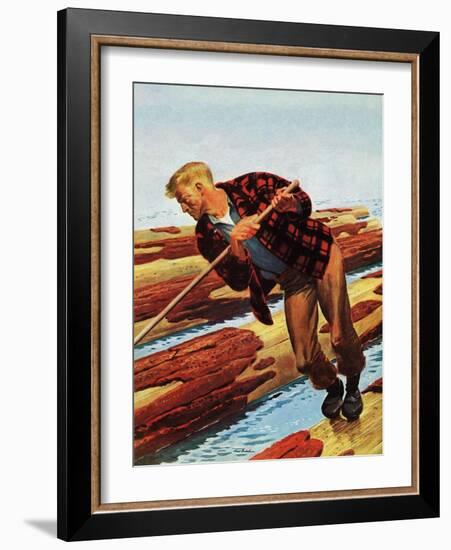 "Log Rolling," December 11, 1943-Fred Ludekens-Framed Giclee Print