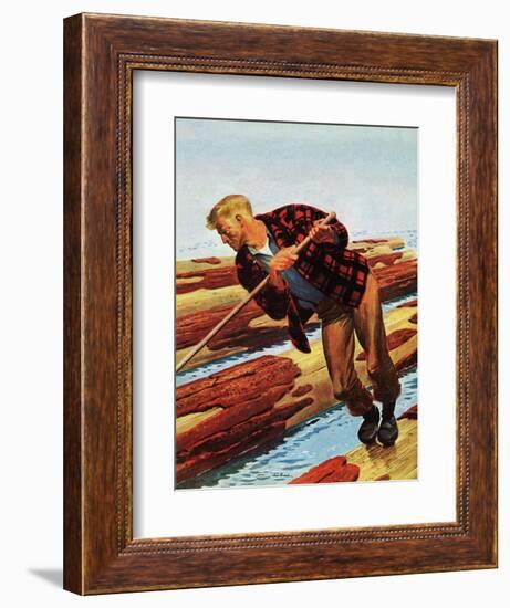 "Log Rolling," December 11, 1943-Fred Ludekens-Framed Giclee Print