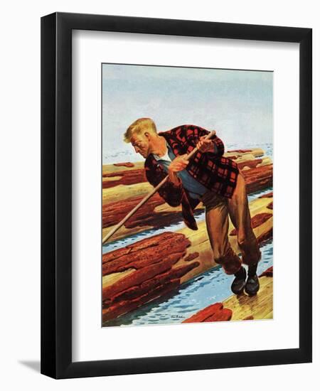 "Log Rolling," December 11, 1943-Fred Ludekens-Framed Giclee Print