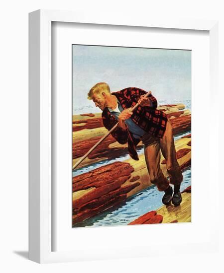 "Log Rolling," December 11, 1943-Fred Ludekens-Framed Giclee Print