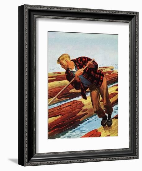 "Log Rolling," December 11, 1943-Fred Ludekens-Framed Giclee Print