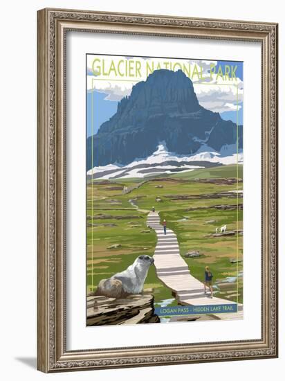 Logan Pass - Glacier National Park, Montana-Lantern Press-Framed Art Print