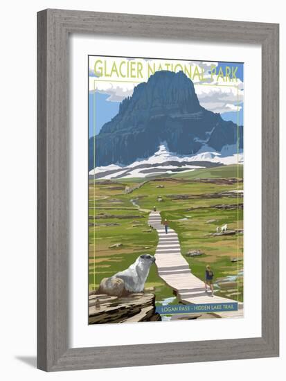 Logan Pass - Glacier National Park, Montana-Lantern Press-Framed Art Print