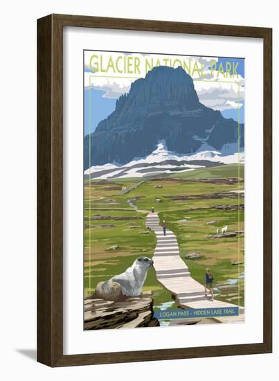 Logan Pass - Glacier National Park, Montana-Lantern Press-Framed Art Print