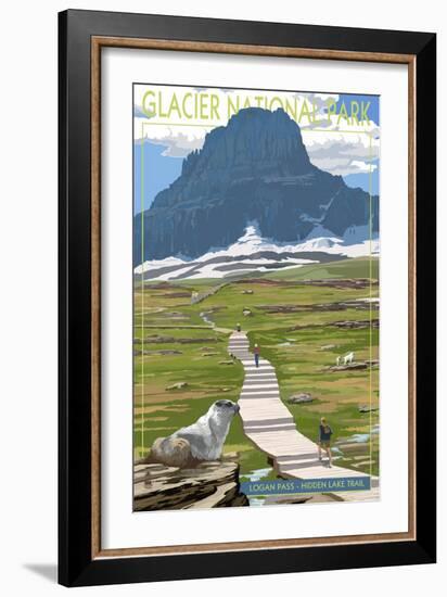 Logan Pass - Glacier National Park, Montana-Lantern Press-Framed Art Print