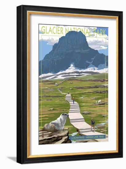 Logan Pass - Glacier National Park, Montana-Lantern Press-Framed Art Print