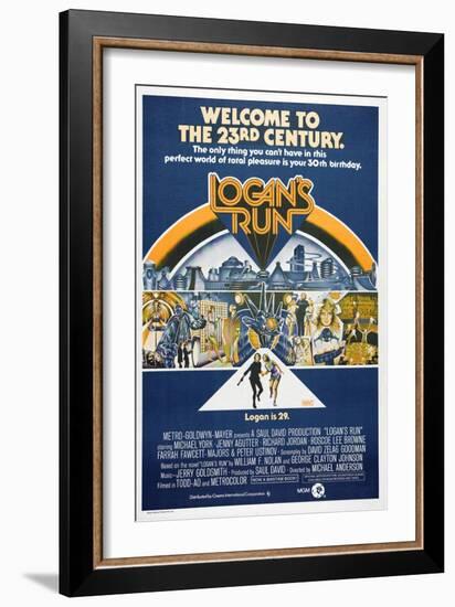 LOGAN'S RUN, Australian Poster, bottom from left: Michael York, Jenny Agutter, 1976-null-Framed Premium Giclee Print