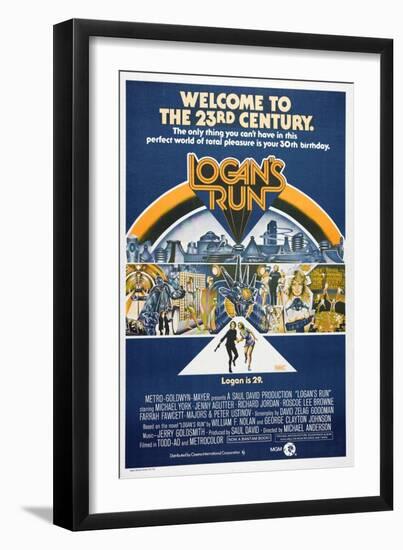 LOGAN'S RUN, Australian Poster, bottom from left: Michael York, Jenny Agutter, 1976-null-Framed Premium Giclee Print