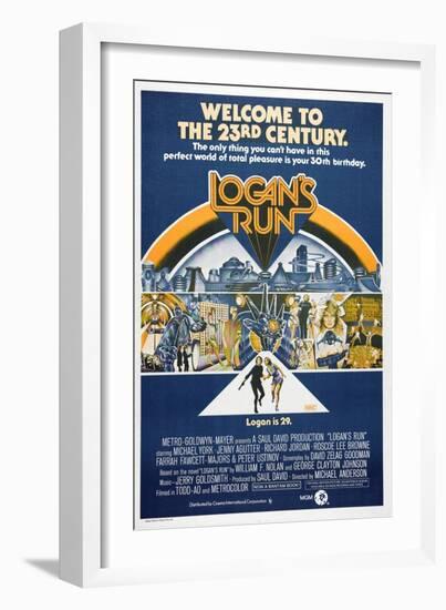 LOGAN'S RUN, Australian Poster, bottom from left: Michael York, Jenny Agutter, 1976-null-Framed Premium Giclee Print