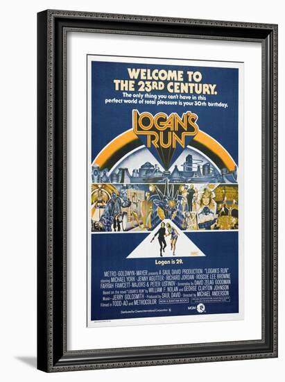 LOGAN'S RUN, Australian Poster, bottom from left: Michael York, Jenny Agutter, 1976-null-Framed Premium Giclee Print