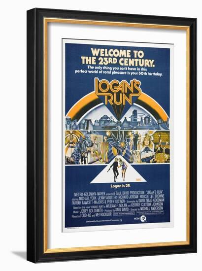 LOGAN'S RUN, Australian Poster, bottom from left: Michael York, Jenny Agutter, 1976-null-Framed Premium Giclee Print