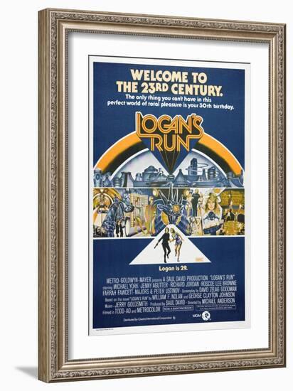 LOGAN'S RUN, Australian Poster, bottom from left: Michael York, Jenny Agutter, 1976-null-Framed Art Print