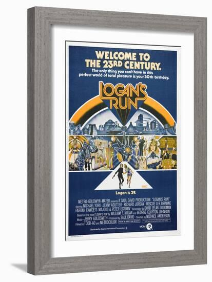 LOGAN'S RUN, Australian Poster, bottom from left: Michael York, Jenny Agutter, 1976-null-Framed Art Print